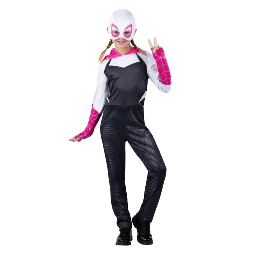 NWT Marvel Ghost Spider Gwen Kid’s Halloween Costume Jumpsuit with Mask Sz M